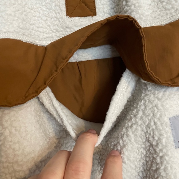 Carhartt Relaxed Fit Fleece Pullover in Cream and Brown Size Large 12-14 - Picture 4 of 9